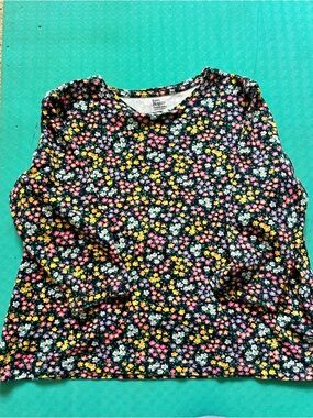 Kim Rogers Black 3/4 Long-Sleeve Tee with Multicolor Floral Print